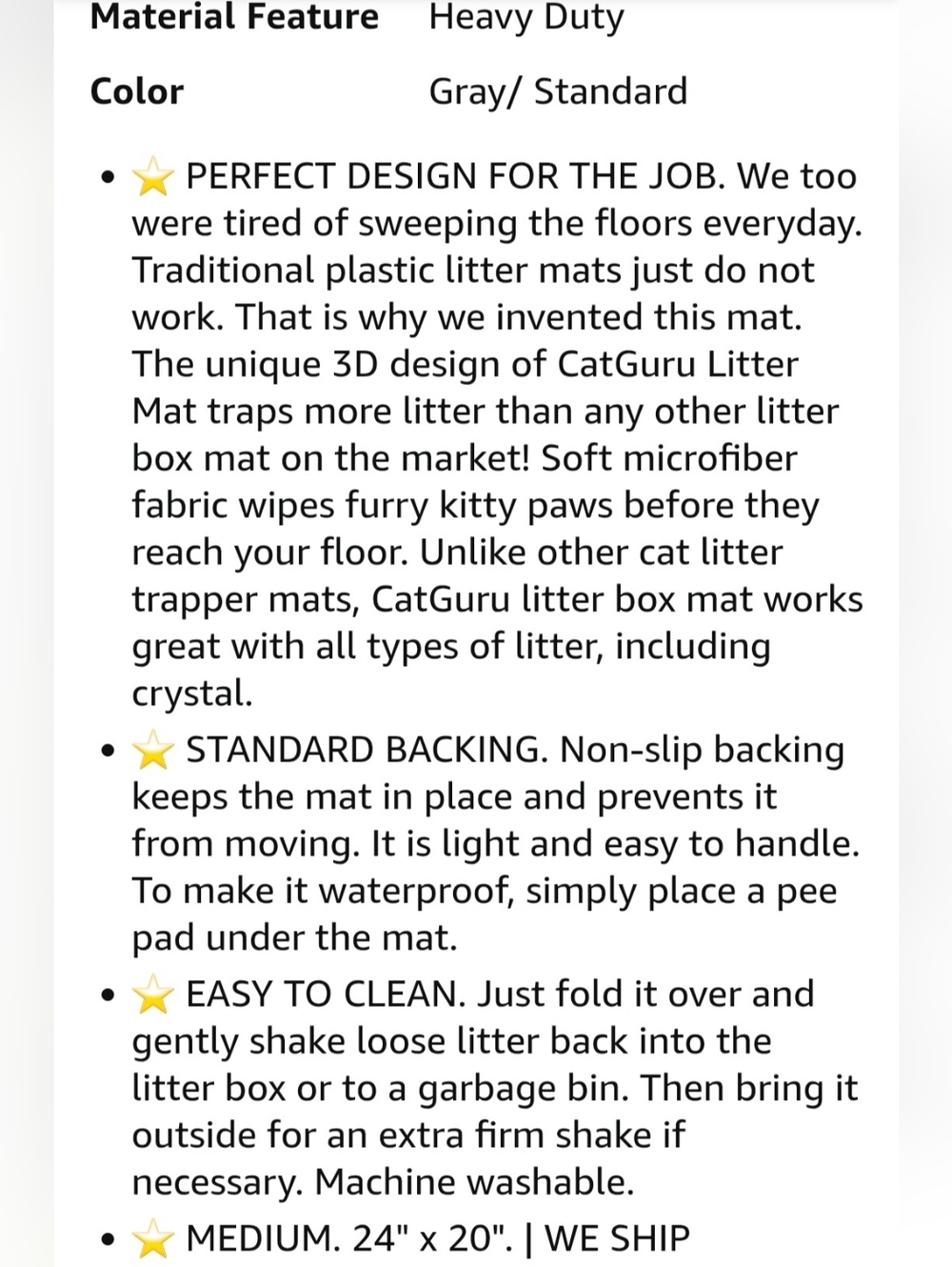 CatGuru Cat Litter Mat Rug in Light Gray ~ 100% Polyester Soft Machine Washable - Picture 10 of 10